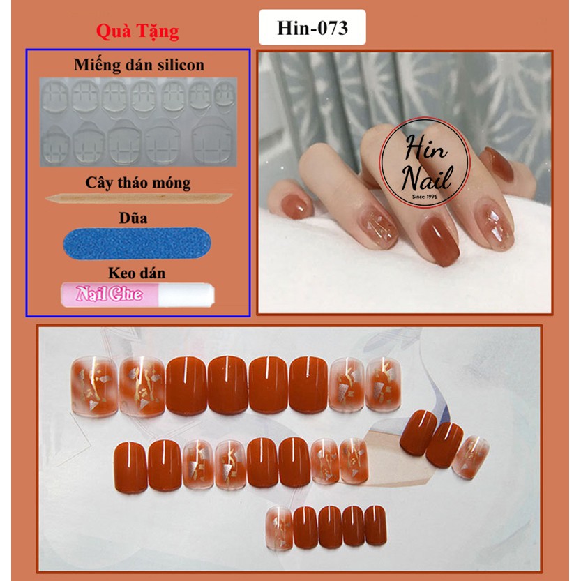 Bộ 24 móng tay giả kèm keo Hin Nail nail box 3D nghệ thuật